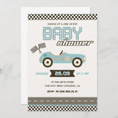Uitnodiging voor Car Racing Baby shower (Voorkant / Achterkant)