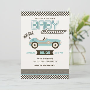 Uitnodiging voor Car Racing Baby shower