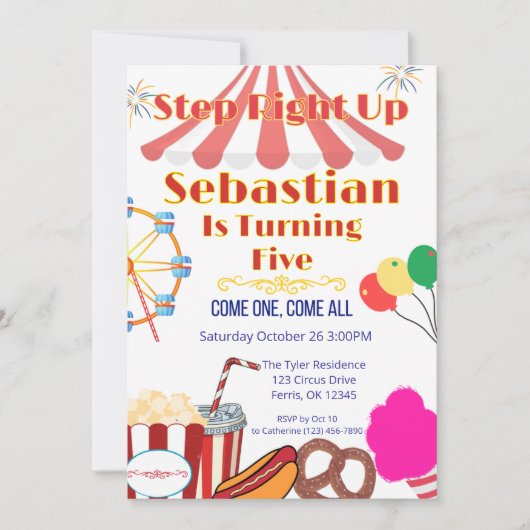 Uitnodiging voor carnavalsfeest met tenttop en sna (Voorkant)