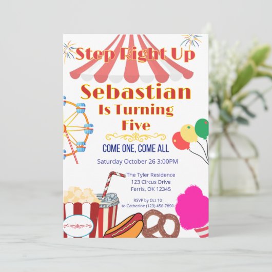 Uitnodiging voor carnavalsfeest met tenttop en sna (Staand voorkant)