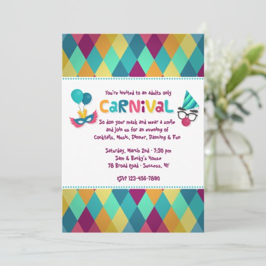 Uitnodiging voor Carnival Diamonds (Staand voorkant)