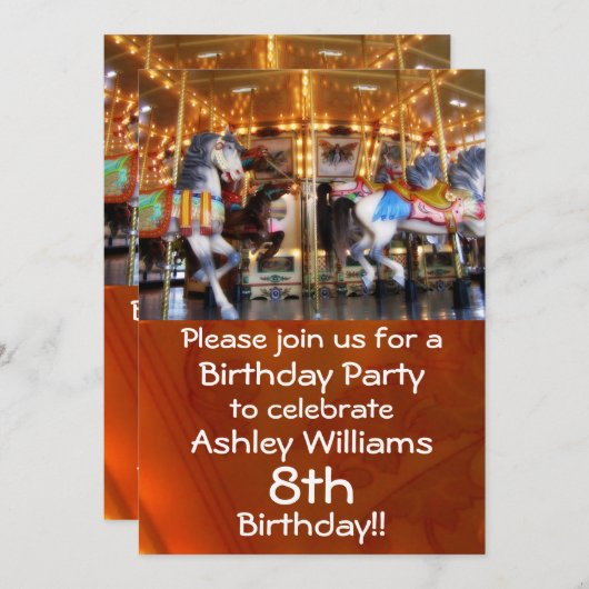 uitnodiging voor carrouselfeest (Voorkant / Achterkant)