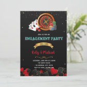 Uitnodiging voor casino-verlovingsfeest (Staand voorkant)