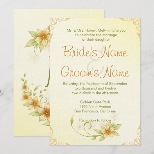 Uitnodiging voor casual lente-Floral bruiloft (Voorkant / Achterkant)