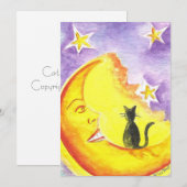 Uitnodiging voor Cat and Moon Halloween-feest van (Voorkant / Achterkant)