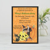 Uitnodiging voor Cat And The Fiddle Halloween-fees (Staand voorkant)