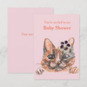 Uitnodiging voor Cat Baby shower (Voorkant / Achterkant)