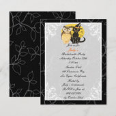 Uitnodiging voor Cat & Owl Halloween Bachelorette  (Voorkant / Achterkant)