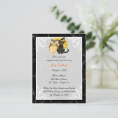 Uitnodiging voor Cat & Owl Halloween verlovingsfee (Staand voorkant)