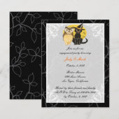 Uitnodiging voor Cat & Owl Halloween verlovingsfee (Voorkant / Achterkant)