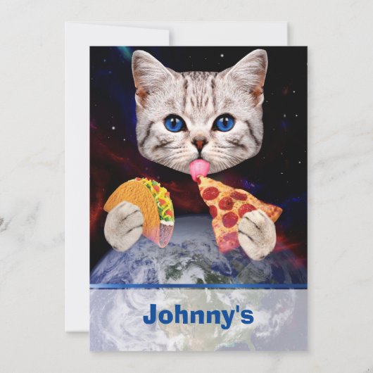 Uitnodiging voor Cat, Taco en Pizza (Achterkant)