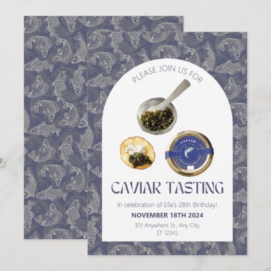 Uitnodiging voor Caviar Proeverij Feest (Voorkant / Achterkant)