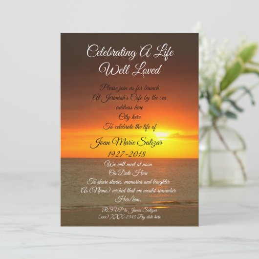 Uitnodiging voor "Celebration of Life" (Staand voorkant)