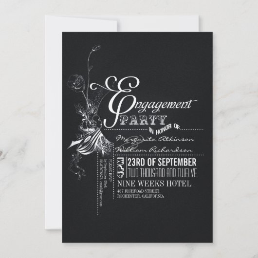 Uitnodiging voor Chalkboard Engagement Party (Voorkant)