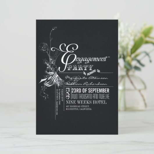 Uitnodiging voor Chalkboard Engagement Party (Staand voorkant)