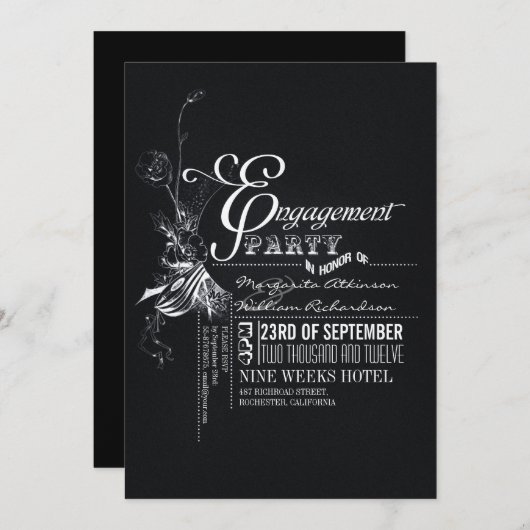 Uitnodiging voor Chalkboard Engagement Party (Voorkant / Achterkant)