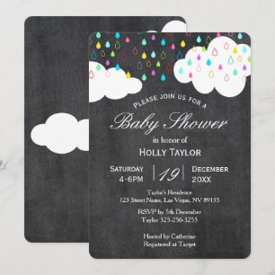 Uitnodiging voor Chalkboard Regenboog Baby Borrel