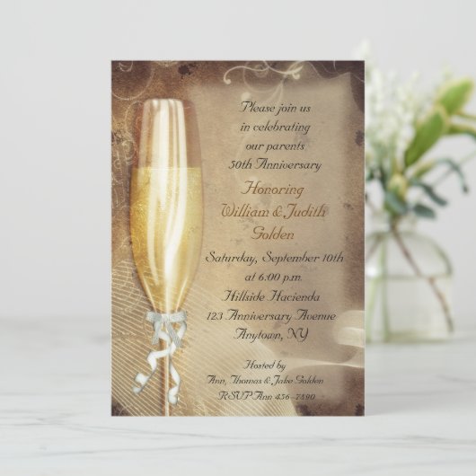 Uitnodiging voor champagne (Staand voorkant)