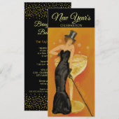 Uitnodiging voor Champagne Lady, nieuwjaarsviering (Voorkant / Achterkant)