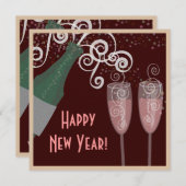 Uitnodiging voor Champagne New Years Eve Party (Voorkant / Achterkant)