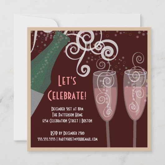 Uitnodiging voor Champagne New Years Eve Party (Achterkant)