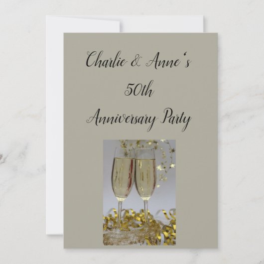 Uitnodiging voor Champagne & Streamers jubileumfee (Voorkant)