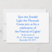 Uitnodiging voor Chanoeka feest (Achterkant)