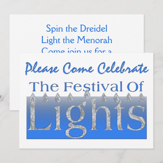Uitnodiging voor Chanoeka feest (Voorkant / Achterkant)