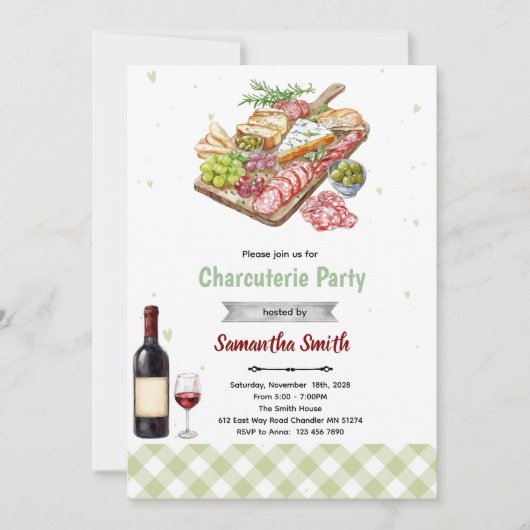 Uitnodiging voor charcuteriefeest (Voorkant)