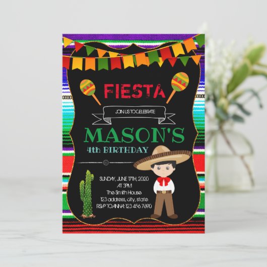 Uitnodiging voor charro-feest (Staand voorkant)