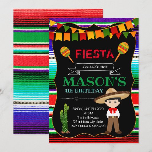 Uitnodiging voor charro-feest (Voorkant / Achterkant)