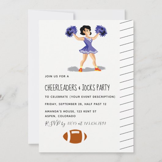 Uitnodiging voor cheerleaders en sportersfeest (Voorkant)