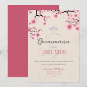 Uitnodiging voor Cherry Blossom Quinceañera (Voorkant / Achterkant)