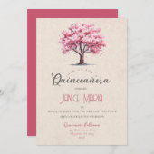Uitnodiging voor Cherry Blossom Quinceañera (Voorkant / Achterkant)