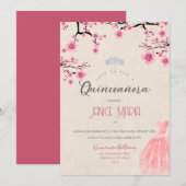 Uitnodiging voor Cherry Blossom Quinceañera (Voorkant / Achterkant)