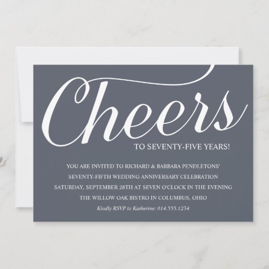 Uitnodiging voor chic 75-jarig huwelijksfeest (Voorkant)