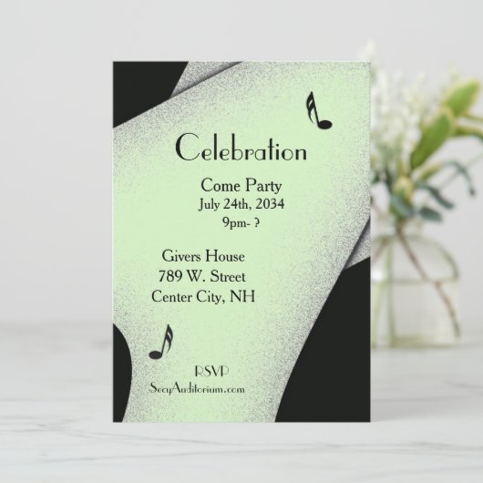 Uitnodiging voor chic feestje in het groen 13 x 18 (Staand voorkant)