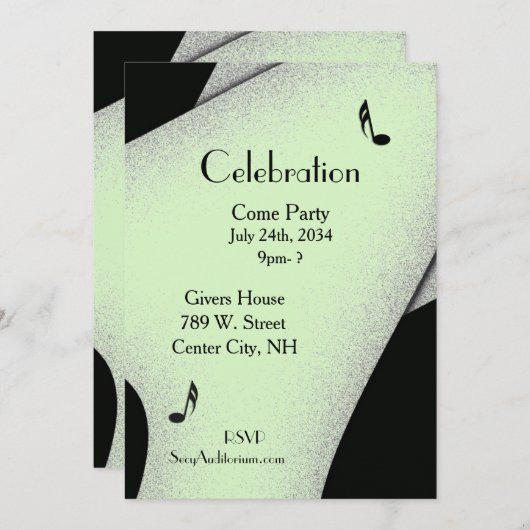 Uitnodiging voor chic feestje in het groen 13 x 18 (Voorkant / Achterkant)