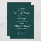 Uitnodiging voor Chic Typography Engagement Party (Voorkant / Achterkant)