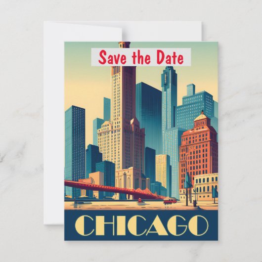 Uitnodiging voor Chicago River Bridge Sunset (Voorkant)