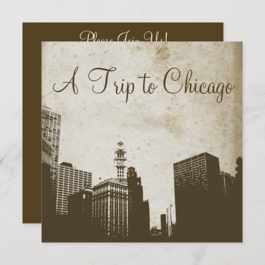 Uitnodiging voor  Chicago Skyline-kunstwerken (Voorkant / Achterkant)