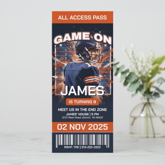 Uitnodiging voor Chicago voetbal ticket verjaardag (Staand voorkant)