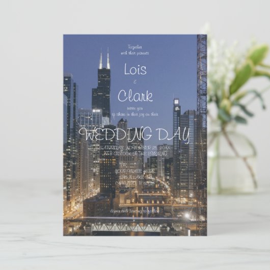 Uitnodiging voor Chicago Wedding (Staand voorkant)