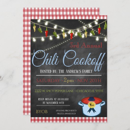Uitnodiging voor chilikookwedstrijd (Voorkant / Achterkant)