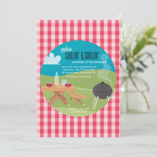 Uitnodiging voor chilling en grilline (Staand voorkant)