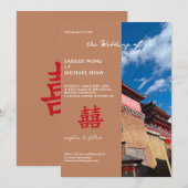 Uitnodiging voor Chinese tempelbruiloft (Voorkant / Achterkant)