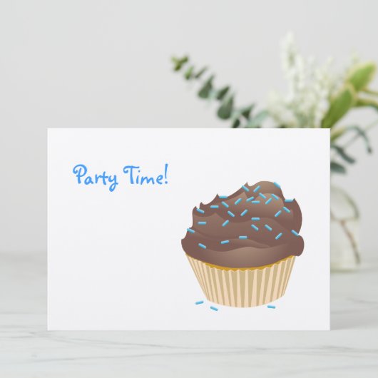 Uitnodiging voor Chocolade Cupcake (Staand voorkant)