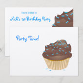 Uitnodiging voor Chocolade Cupcake (Voorkant / Achterkant)