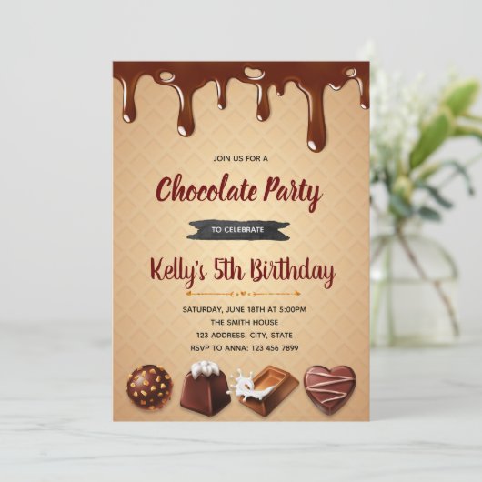 Uitnodiging voor Chocolate Heaven-feest (Staand voorkant)