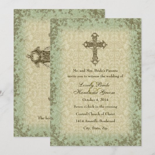 uitnodiging voor Christelijke bruiloft (Voorkant / Achterkant)